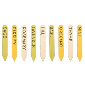 Set of herb markers with labels on a white background