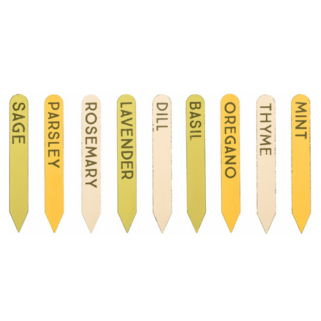 Set of herb markers with labels on a white background
