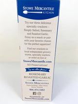 Stowe Mercantile Kitchen Simply Salted Crackers side of box with brand story