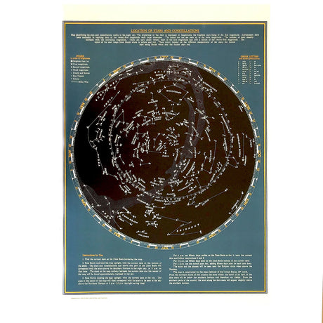 Star map with constellations on a blue background