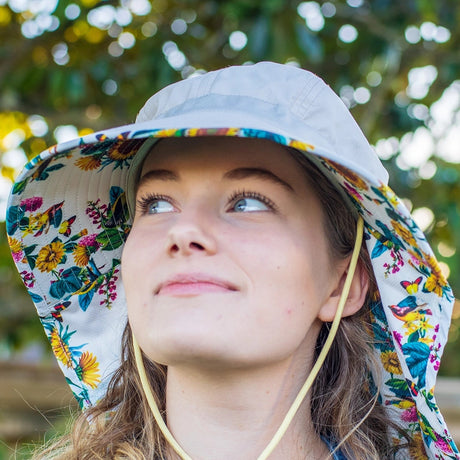 a model wearing the sun hat outdoors