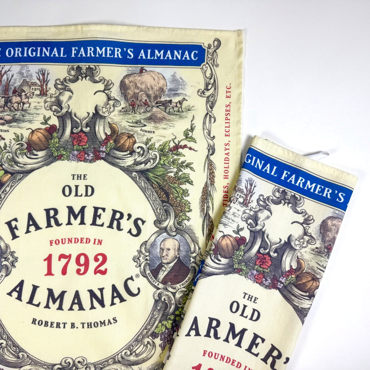 Two copies of 'The Old Farmer's Almanac' on a white background