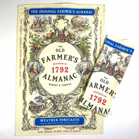 The Old Farmer's Almanac book with decorative cover and smaller model on a white background