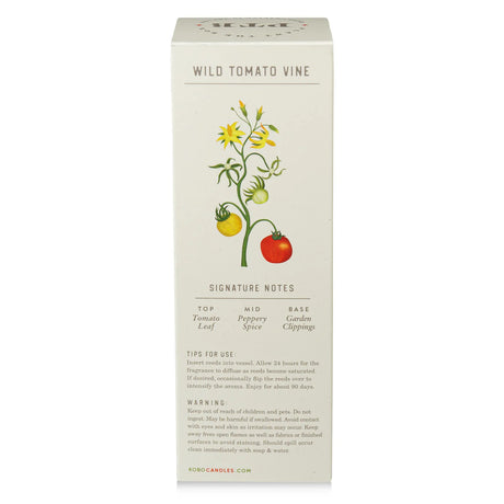 Box of Wild Tomato Vine reed diffuser with a plant illustration on a white background