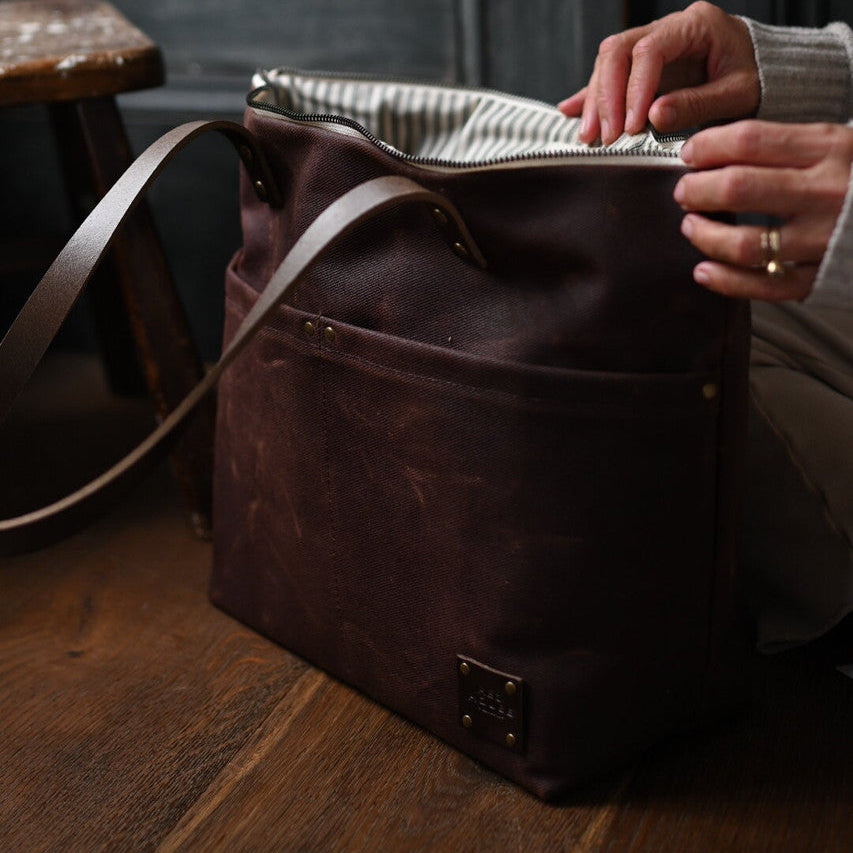 The Medium Zip Tote - Waxed Canvas Bag