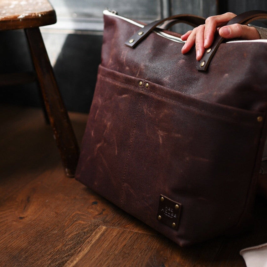 The Medium Zip Tote - Waxed Canvas Bag – The Old Farmer's Almanac