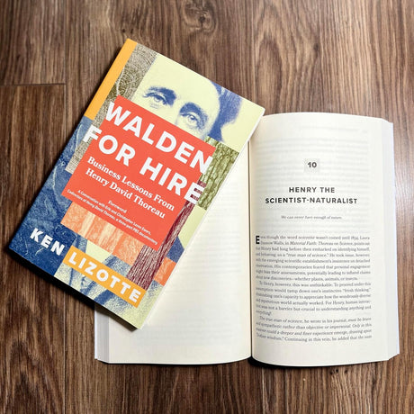 Book titled 'Walden for Hire' by Ken Lizotte on a wooden surface