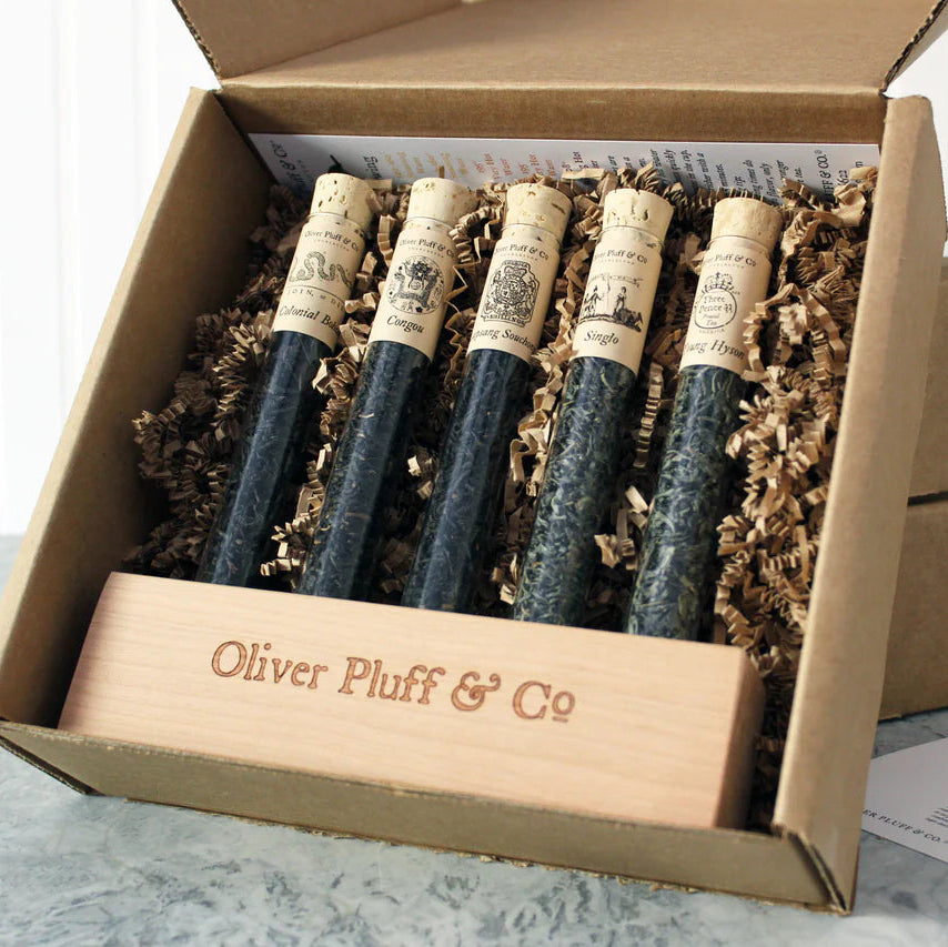 The Teas of the Boston party in their cardboard mailer 