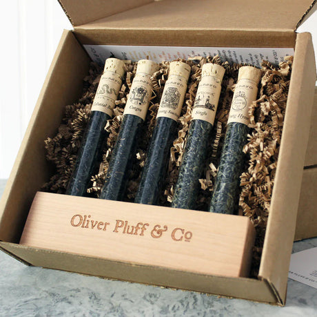 The Teas of the Boston party in their cardboard mailer 