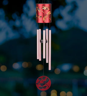 garden chime illuminated at night
