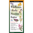 The cover image of Wildflowers of the rocky Mountain Region folding guide featuring a selection of illustrations of wildflowers against a map of the Mid-Atlantic US states