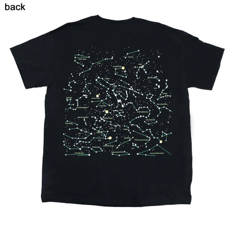 the back design of the heavenly bodies tee featuring more constellations