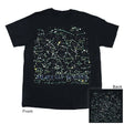 Black t-shirt with star constellation design on a white background