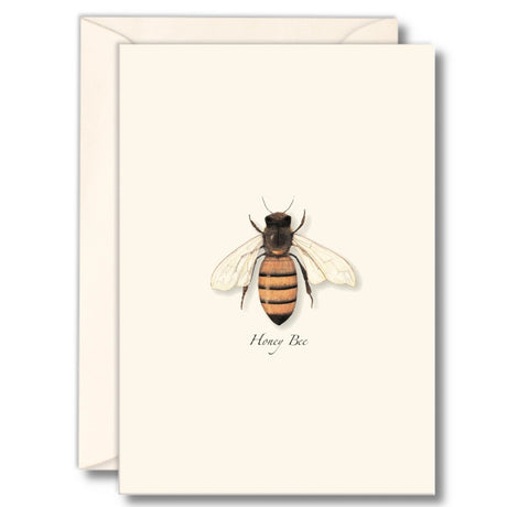 a honey bee notecard with an envelope positioned behind it