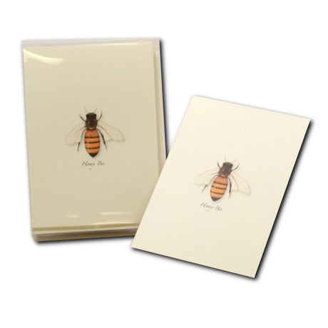 the honey bee notecard package next to a single honey bee notecard