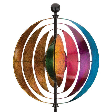 Close-up view of the Vertical Wind Spinner’s blades, showcasing the detailed kaleidoscope colors and intricate design that creates a captivating visual effect