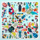 Colorful insect-themed puzzle on a light blue background