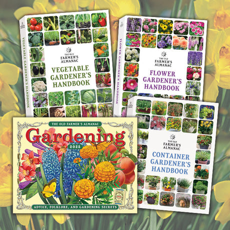 the Ultimate Gardening Gift items: 2025 Gardening Calendar, Vegetable Gardener's Handbook, Flower Gardener's Handbook, and the Container Gardener's Handbook
