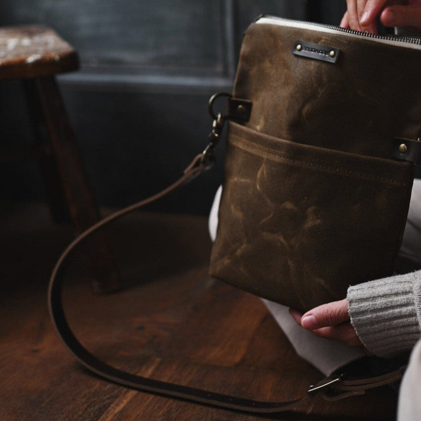 The Satchel - Waxed Canvas Bag – The Old Farmer's Almanac Store
