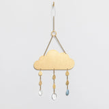 a full length view of the cloud suncatcher showing the full chain length and loop for hanging.