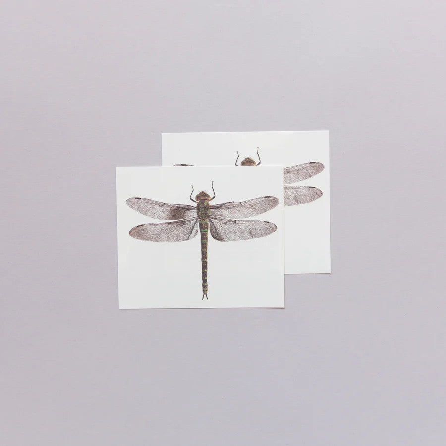 two sets of dragonfly temporary tattoos showing the tattoo layout on the sheets