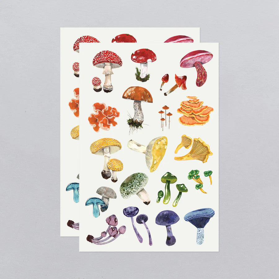 2 full sheets of the colorful mushrooms temporary tattoo sheets showing all of the butterflies on the sheet