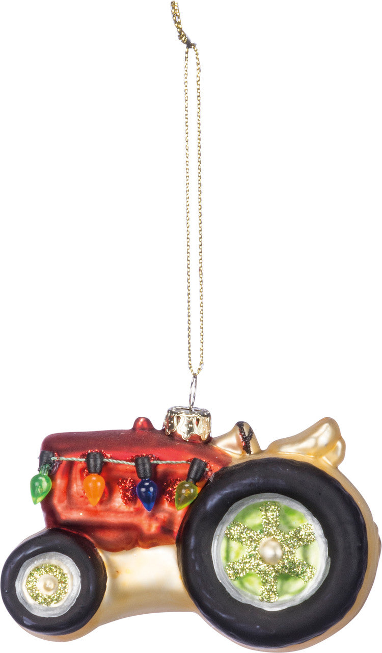 Tractor Glass Ornament