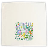 Floral design on a white towel 